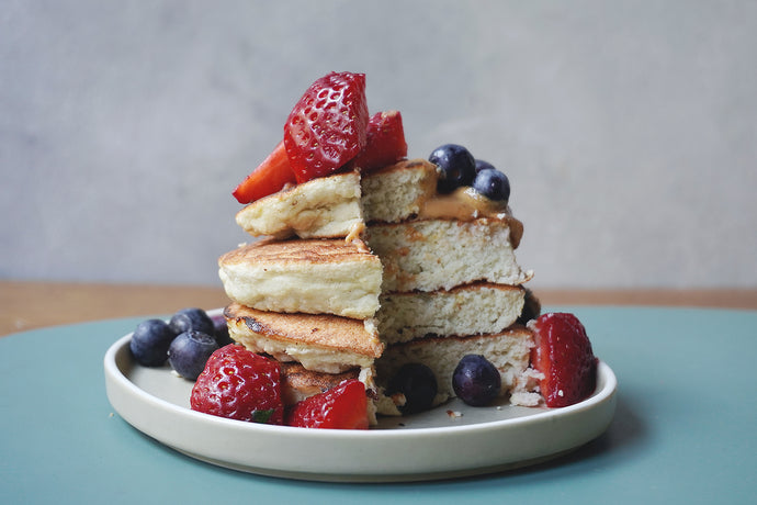 KETO COCONUT PANCAKES WITH BERRIES